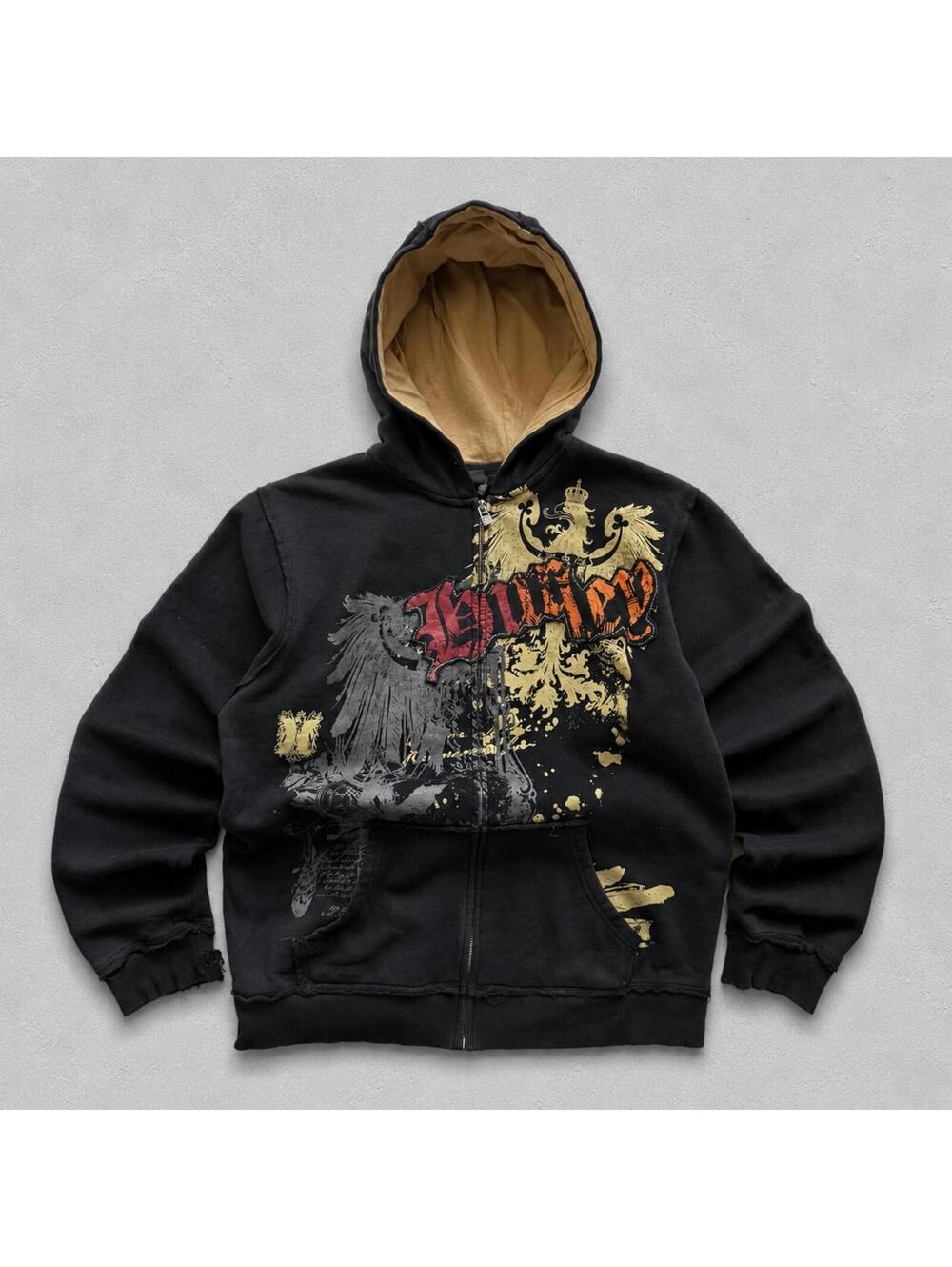 Vintage Y2K Hurley Surf Skate Faded Black Grunge Zip Up Hoodie